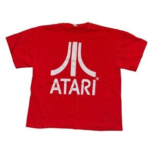 Atari Graphic T-Shirt Mens Large Red Retro Gaming Logo Delta Pro Weight Tee
